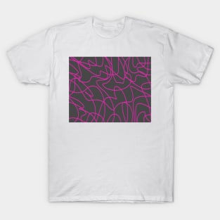 Line Art: Neon Pink on Gray T-Shirt